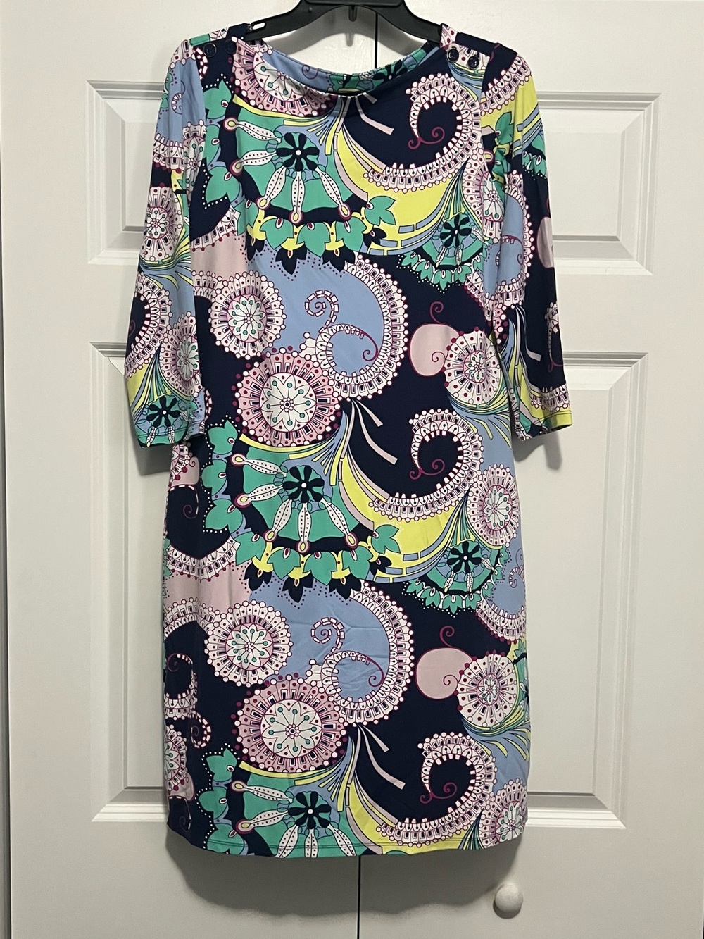 Talbots Multicolor 3/4 Length Sleeve Paisley Print Dress